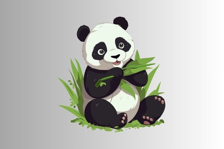friendly panda eating